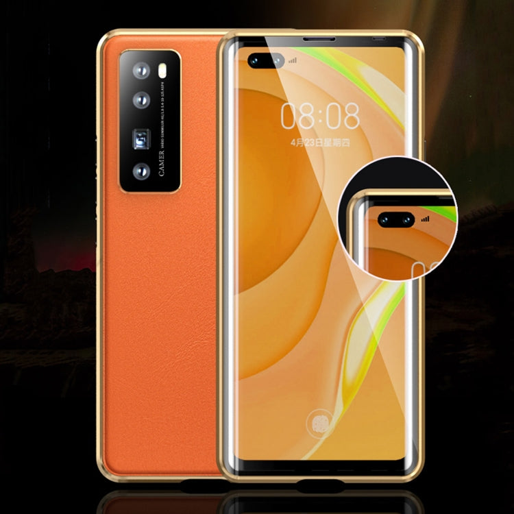 For Huawei nova 7 Pro 5G Shockproof Magnetic Attraction Leather Backboard + Tempered Glass Protective Case with Camera Lens Protector Cover