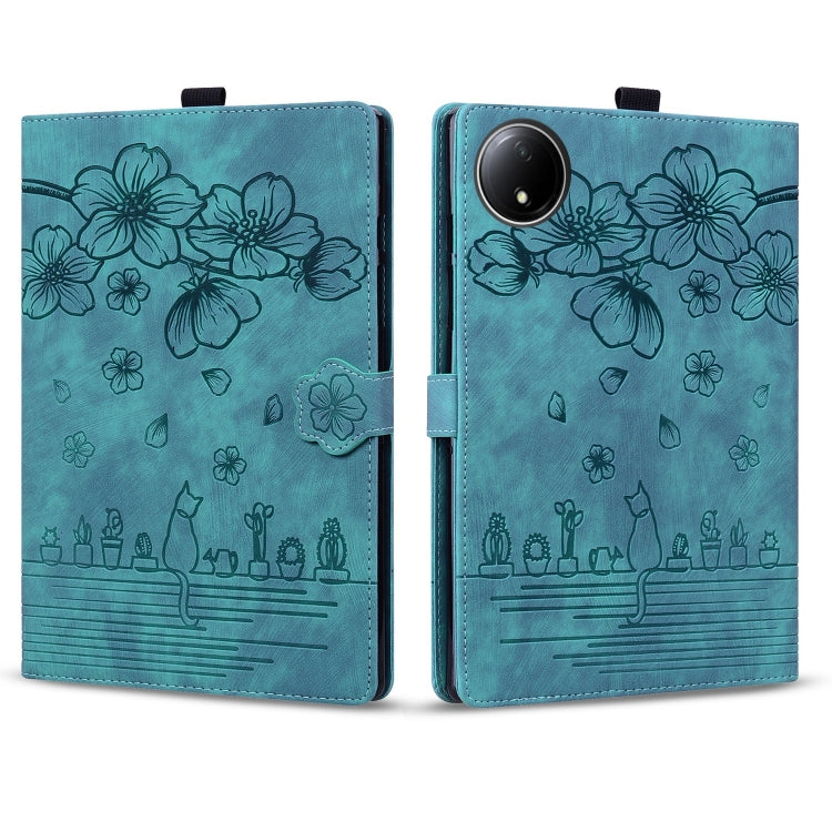 For Xiaomi Redmi Pad SE 8.7 4G Cartoon Sakura Cat Embossed Leather Tablet Case