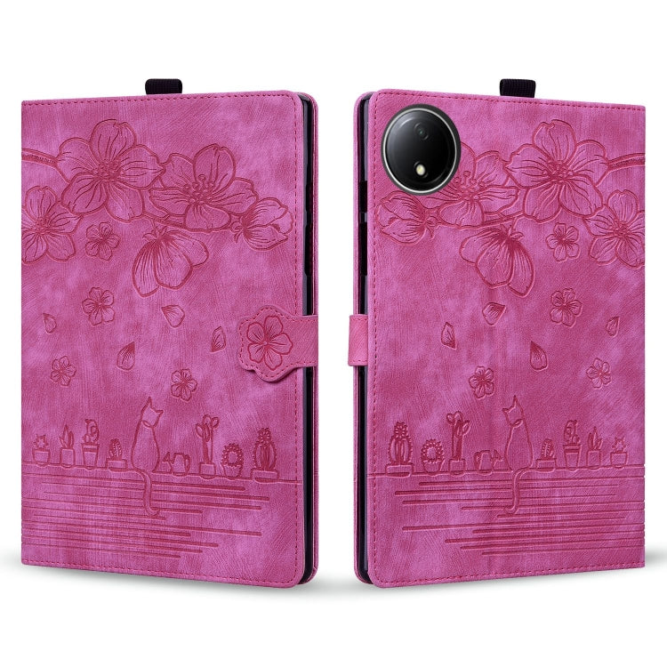 For Xiaomi Redmi Pad SE 8.7 4G Cartoon Sakura Cat Embossed Leather Tablet Case