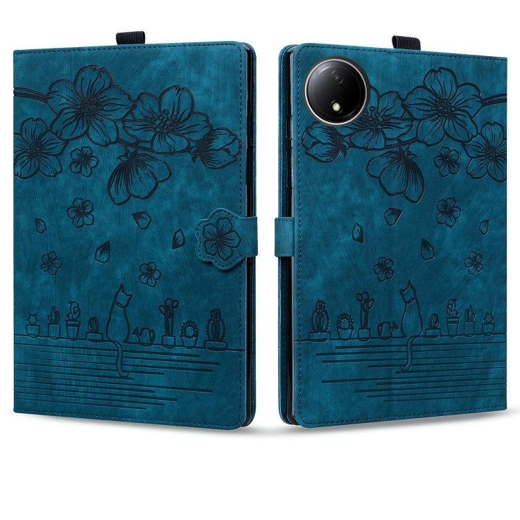 For Xiaomi Redmi Pad SE 8.7 4G Cartoon Sakura Cat Embossed Leather Tablet Case