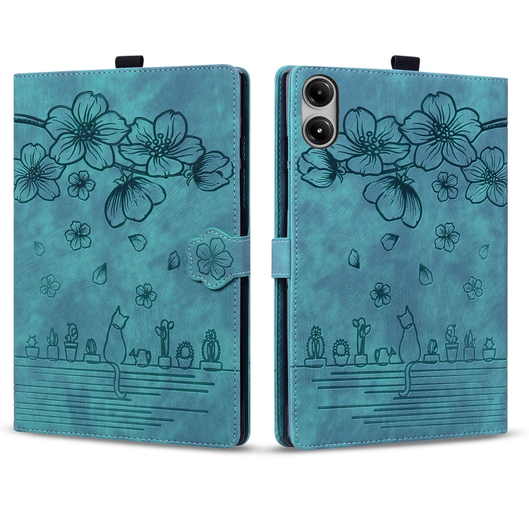For Xiaomi Redmi Pad 2 Pro / Pro 12.1 Cartoon Sakura Cat Embossed Leather Tablet Case