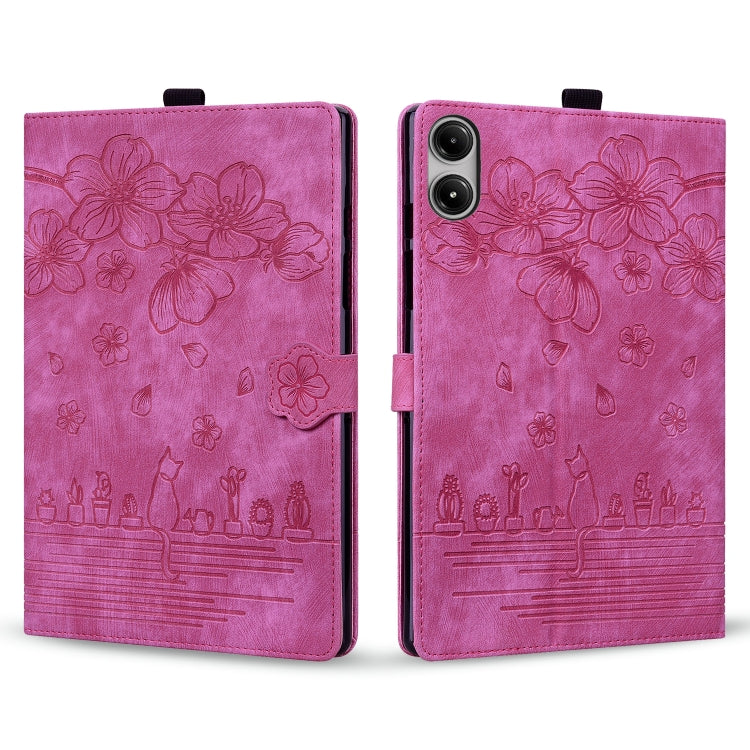 For Xiaomi Redmi Pad 2 Pro / Pro 12.1 Cartoon Sakura Cat Embossed Leather Tablet Case