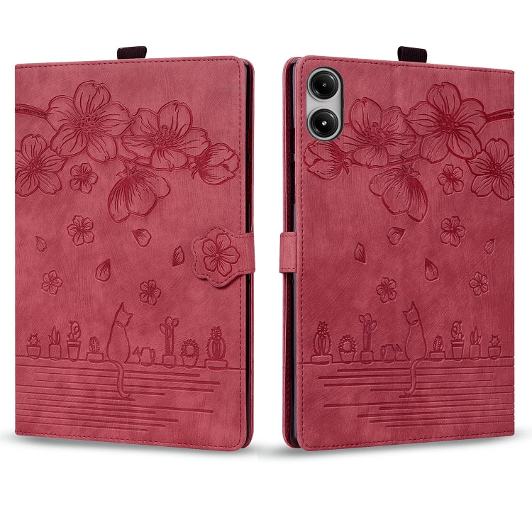 For Xiaomi Redmi Pad 2 Pro / Pro 12.1 Cartoon Sakura Cat Embossed Leather Tablet Case