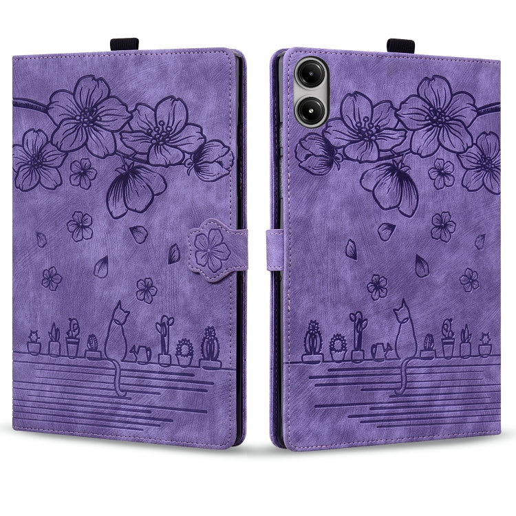 For Xiaomi Redmi Pad 2 Pro / Pro 12.1 Cartoon Sakura Cat Embossed Leather Tablet Case