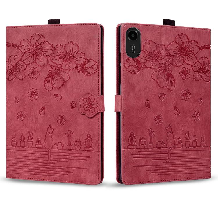 For Xiaomi Redmi Pad 2 Cartoon Sakura Cat Embossed Leather Tablet Case
