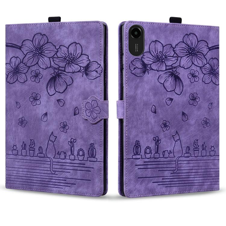 For Xiaomi Redmi Pad 2 Cartoon Sakura Cat Embossed Leather Tablet Case