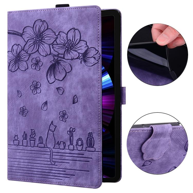 For Xiaomi Redmi Pad 2 Cartoon Sakura Cat Embossed Leather Tablet Case