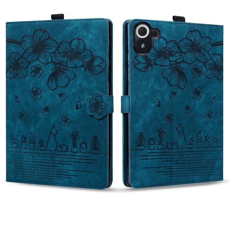 For Xiaomi Redmi K Pad Cartoon Sakura Cat Embossed Leather Tablet Case