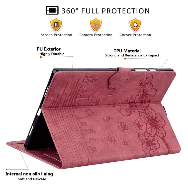 For Xiaomi Pad 8 / 8 Pro / 7 / 7 Pro Cartoon Sakura Cat Embossed Leather Tablet Case