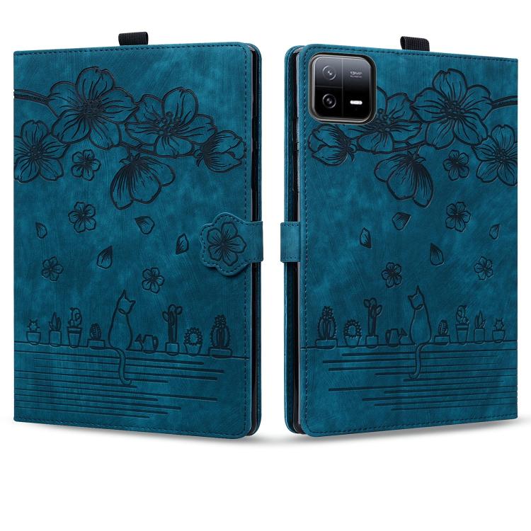 For Xiaomi Pad 8 / 8 Pro / 7 / 7 Pro Cartoon Sakura Cat Embossed Leather Tablet Case