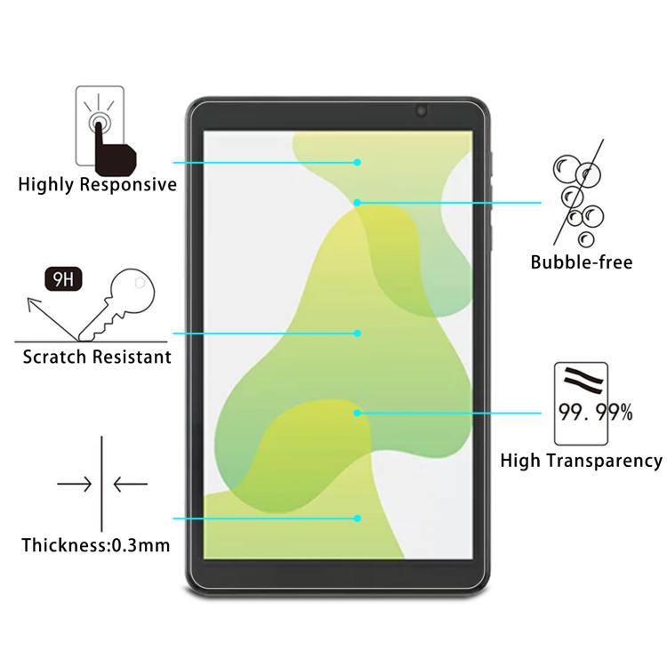 For LUCA TA08E1W63-V1H 8.0 inch 0.3mm 9H Explosion-proof Tempered Tablet Glass Film