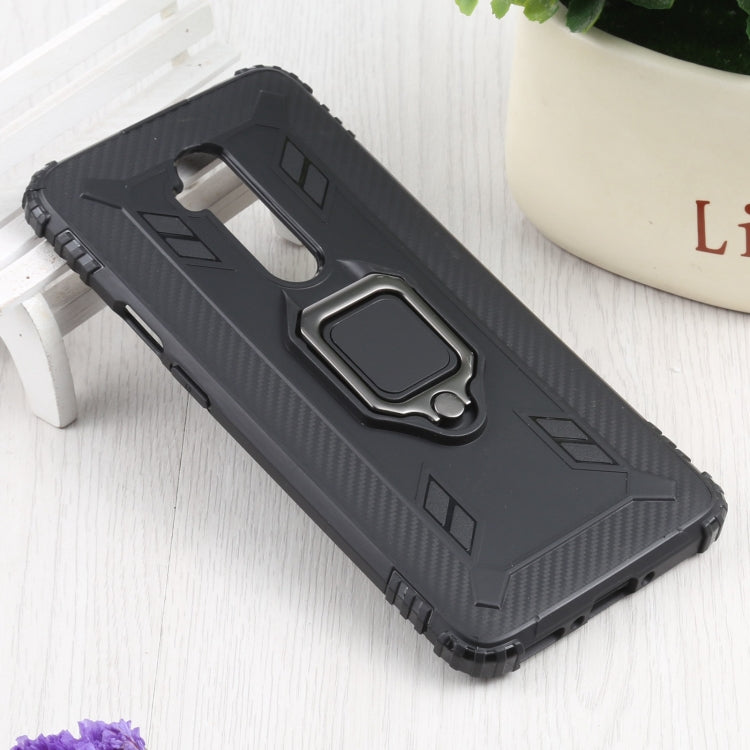 For OnePlus 7T Pro / 7 Pro Carbon Fiber Protective Case with 360 Degree Rotating Ring Holder