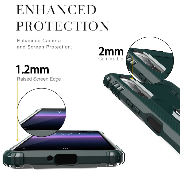 For Sony Xperia L4 Carbon Fiber Protective Case with 360 Degree Rotating Ring Holder