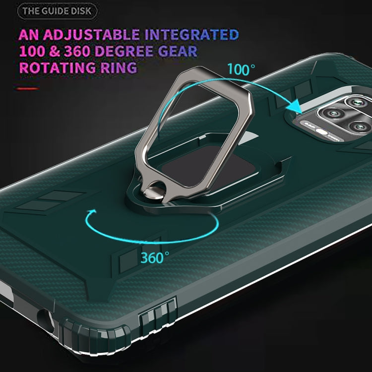 For Xiaomi Redmi 10X 5G Carbon Fiber Protective Case with 360 Degree Rotating Ring Holder