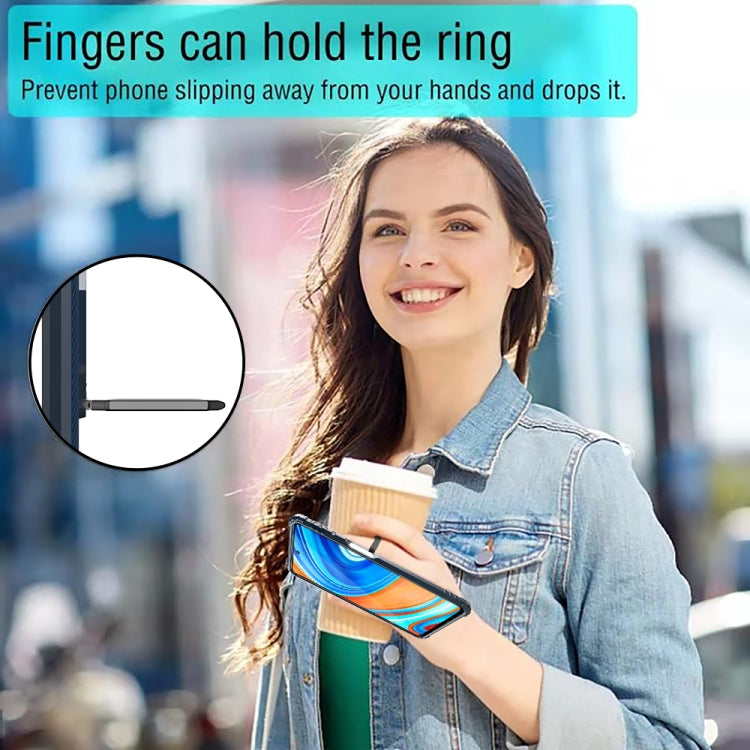 For Xiaomi Redmi 10X 5G Carbon Fiber Protective Case with 360 Degree Rotating Ring Holder