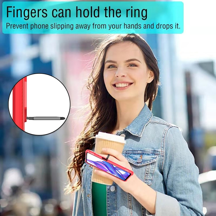 For Xiaomi Mi A3 / CC9e Carbon Fiber Protective Case with 360 Degree Rotating Ring Holder