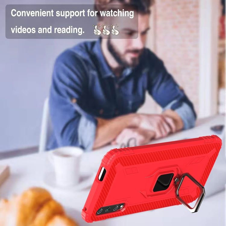 For Xiaomi Mi A3 / CC9e Carbon Fiber Protective Case with 360 Degree Rotating Ring Holder