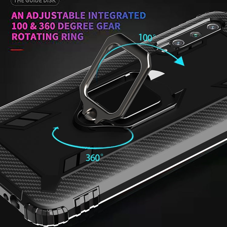 For Xiaomi Mi A3 / CC9e Carbon Fiber Protective Case with 360 Degree Rotating Ring Holder