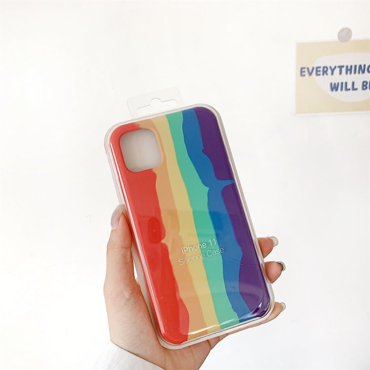 For iPhone 11 Rainbow Liquid Silicone Shockproof Coverage Protective Case
