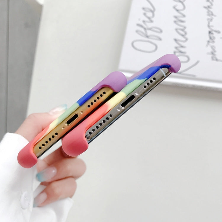 For iPhone 11 Rainbow Liquid Silicone Shockproof Coverage Protective Case