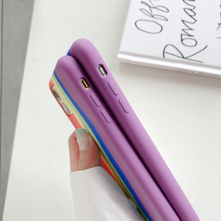 For iPhone 11 Pro Rainbow Liquid Silicone Shockproof Coverage Protective Case
