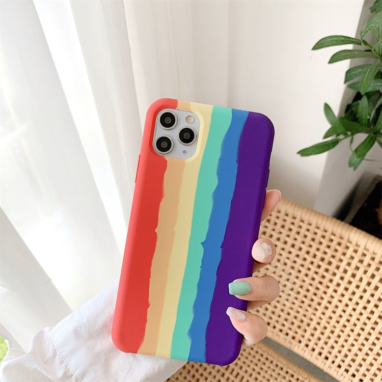 For iPhone 11 Pro Rainbow Liquid Silicone Shockproof Coverage Protective Case