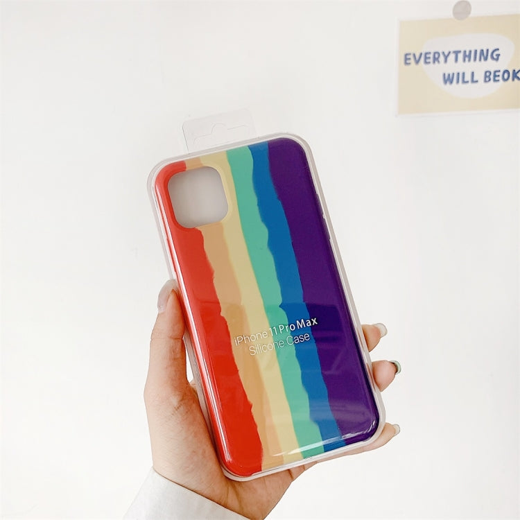 For iPhone 11 Pro Max Rainbow Liquid Silicone Shockproof Coverage Protective Case