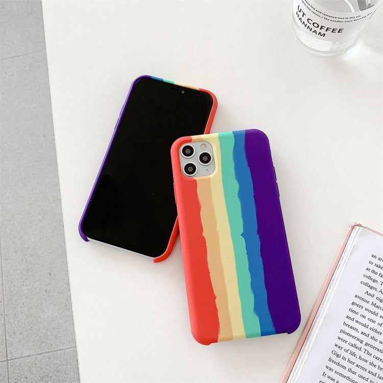 For iPhone 11 Pro Max Rainbow Liquid Silicone Shockproof Coverage Protective Case