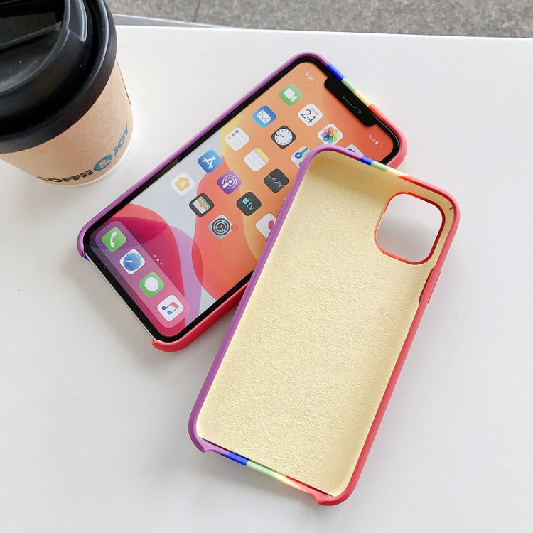For iPhone 11 Pro Max Rainbow Liquid Silicone Shockproof Coverage Protective Case