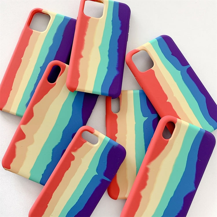 For iPhone 11 Pro Max Rainbow Liquid Silicone Shockproof Coverage Protective Case