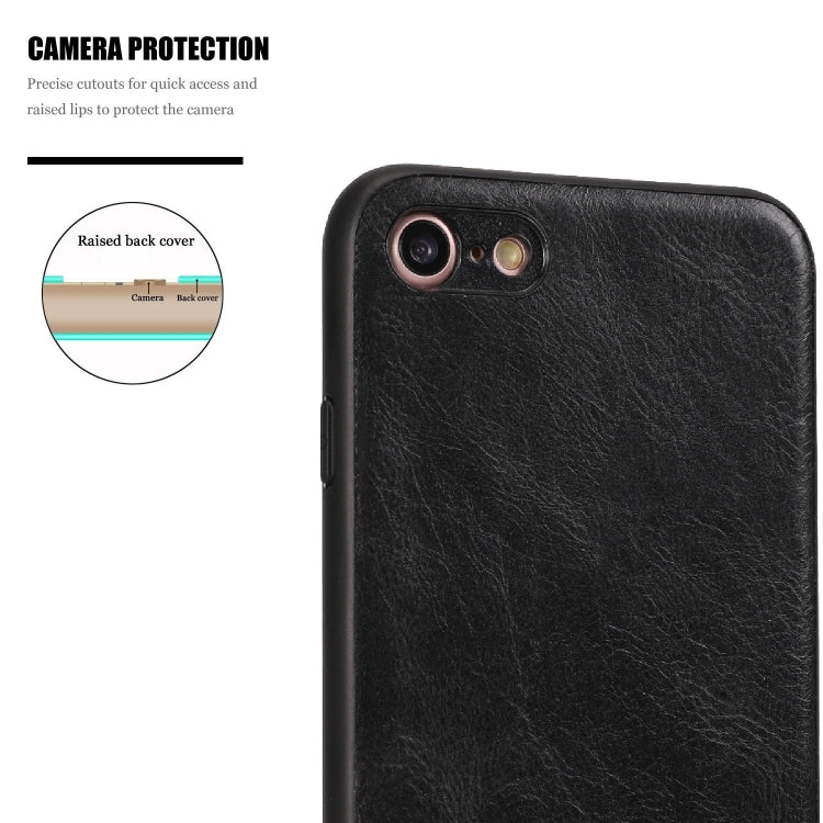 For iPhone 7 / 8 Crazy Horse Textured Calfskin PU+PC+TPU Case