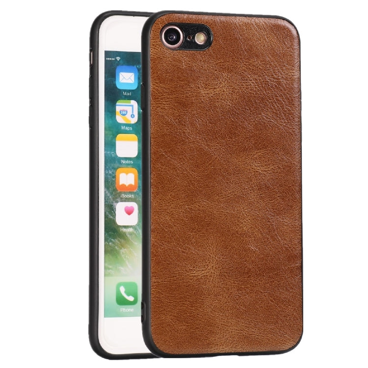 For iPhone 7 / 8 Crazy Horse Textured Calfskin PU+PC+TPU Case