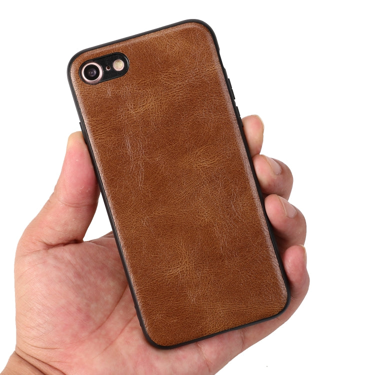 For iPhone 7 / 8 Crazy Horse Textured Calfskin PU+PC+TPU Case
