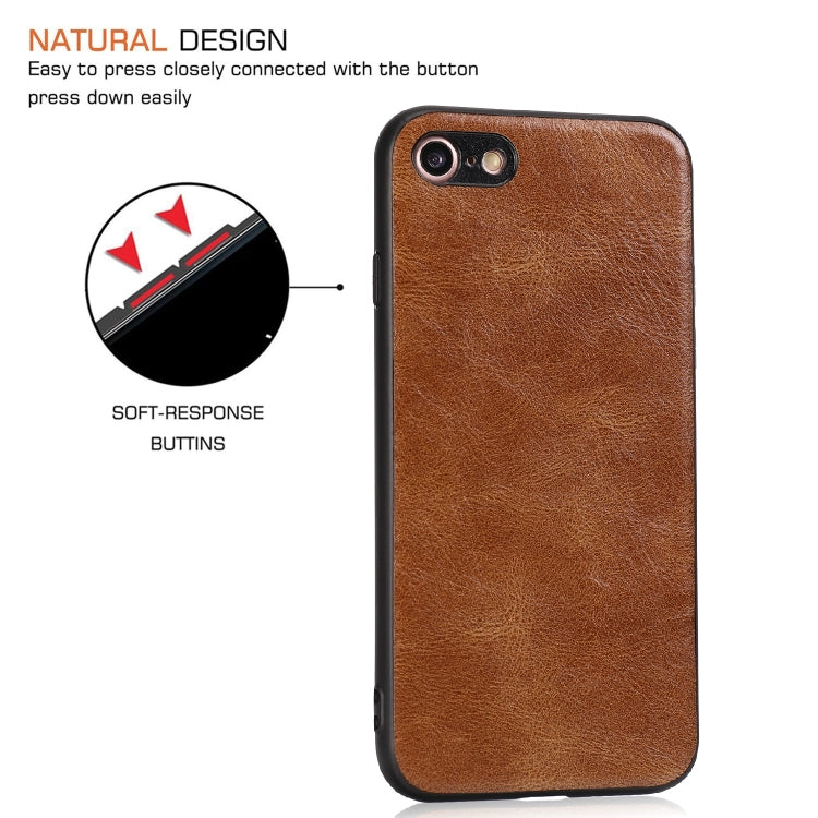 For iPhone 7 / 8 Crazy Horse Textured Calfskin PU+PC+TPU Case