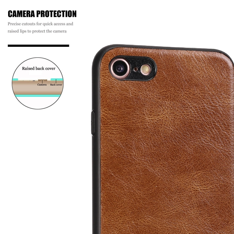 For iPhone 7 / 8 Crazy Horse Textured Calfskin PU+PC+TPU Case
