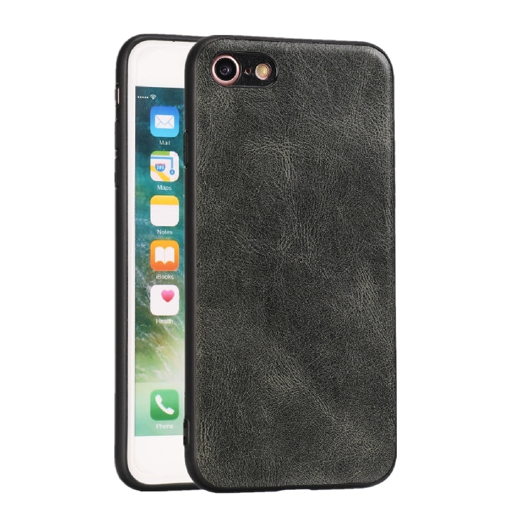 For iPhone 7 / 8 Crazy Horse Textured Calfskin PU+PC+TPU Case