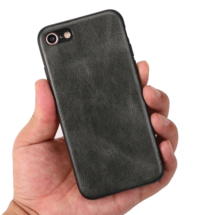 For iPhone 7 / 8 Crazy Horse Textured Calfskin PU+PC+TPU Case