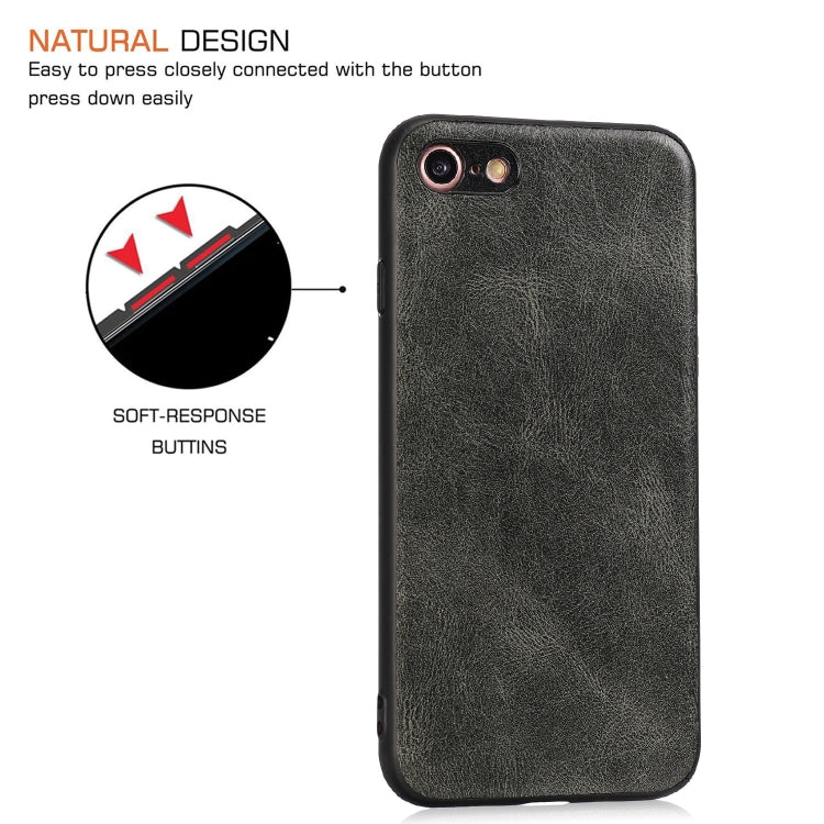 For iPhone 7 / 8 Crazy Horse Textured Calfskin PU+PC+TPU Case