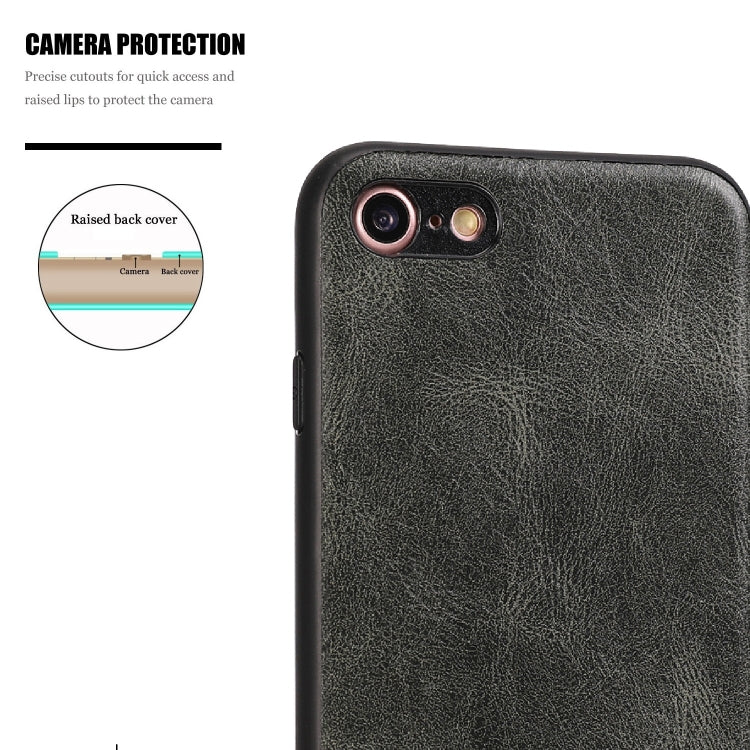 For iPhone 7 / 8 Crazy Horse Textured Calfskin PU+PC+TPU Case