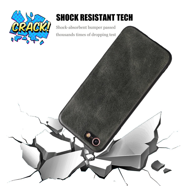 For iPhone 7 / 8 Crazy Horse Textured Calfskin PU+PC+TPU Case
