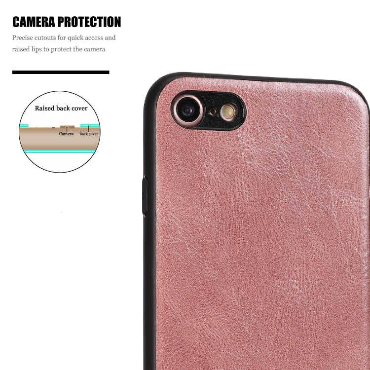 For iPhone 7 / 8 Crazy Horse Textured Calfskin PU+PC+TPU Case