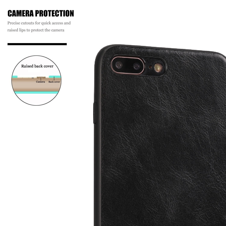 For iPhone 7 Plus / 8  Plus Crazy Horse Textured Calfskin PU+PC+TPU Case
