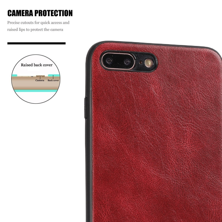 For iPhone 7 Plus / 8  Plus Crazy Horse Textured Calfskin PU+PC+TPU Case