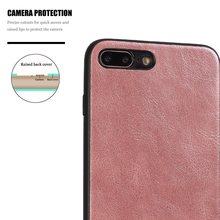 For iPhone 7 Plus / 8  Plus Crazy Horse Textured Calfskin PU+PC+TPU Case