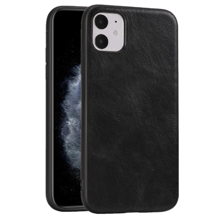 For iPhone 11 Crazy Horse Textured Calfskin PU+PC+TPU Case