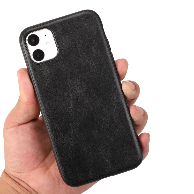 For iPhone 11 Crazy Horse Textured Calfskin PU+PC+TPU Case