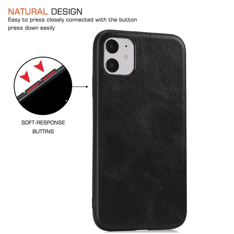 For iPhone 11 Crazy Horse Textured Calfskin PU+PC+TPU Case