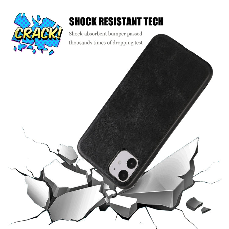 For iPhone 11 Crazy Horse Textured Calfskin PU+PC+TPU Case