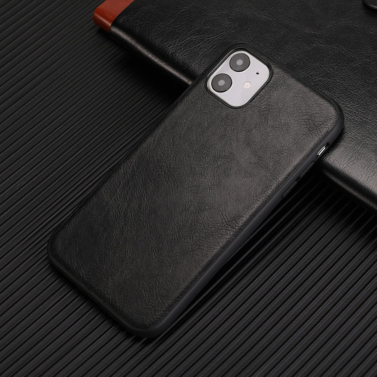 For iPhone 11 Crazy Horse Textured Calfskin PU+PC+TPU Case