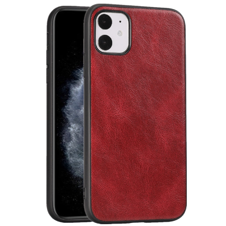 For iPhone 11 Crazy Horse Textured Calfskin PU+PC+TPU Case